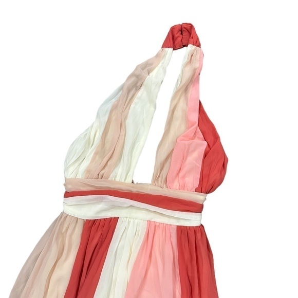 Coral color block halter maxi dress L’atiste by Amy - Picture 8 of 11
